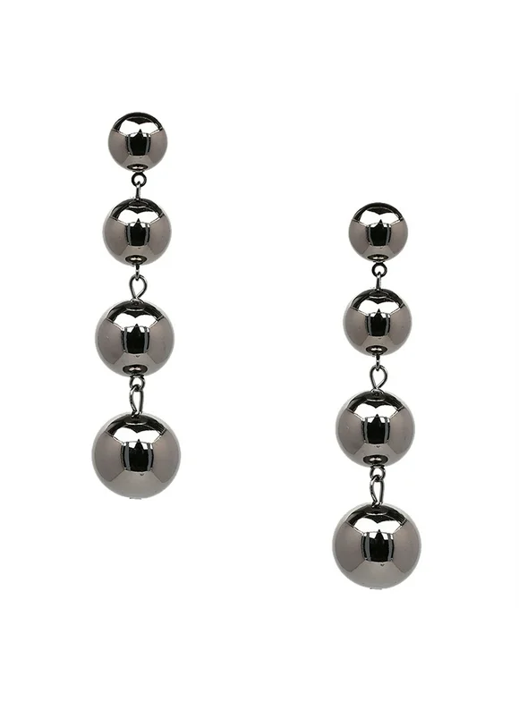 Jewelry Collection Zeno Sphere 4 Ball Drop Earrings, Gunmetal