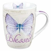 Blessed Butterfly Mug - Botanic Purple Butterfly Coffee Mug w/Jeremiah 17:7, Bible Verse Mug for Women and Men - Inspirational Coffee Cup and Christian Gifts (12-ounce Ceramic Cup)
