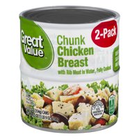 (2 Pack) Great Value Chunk Chicken Breast in Water, 12.5 oz, 2 Count