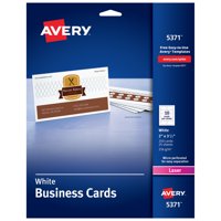 Avery 2" x 3.5" Business Cards, Sure Feed Technology, Laser, 250 Cards (5371)