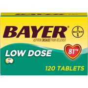 Aspirin Regimen Bayer Low Dose Pain Reliever Enteric Coated Tablets, 81 mg, 120 ct