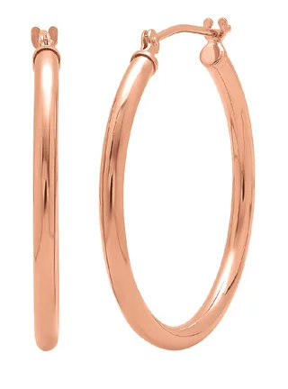14K Rose Gold 1 inch Diameter Clasic Round Hoop Earrings for Women