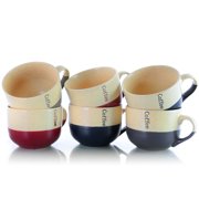 Elama's Latte Cafe Gift Cups 6 Piece Set of 18 oz. Large Mugs for Latte, Coffee and Tea