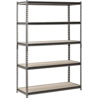 Muscle Rack 48" W x 18" D x 72" H 5-Shelf Steel Freestanding Shelves, Silver-Vein