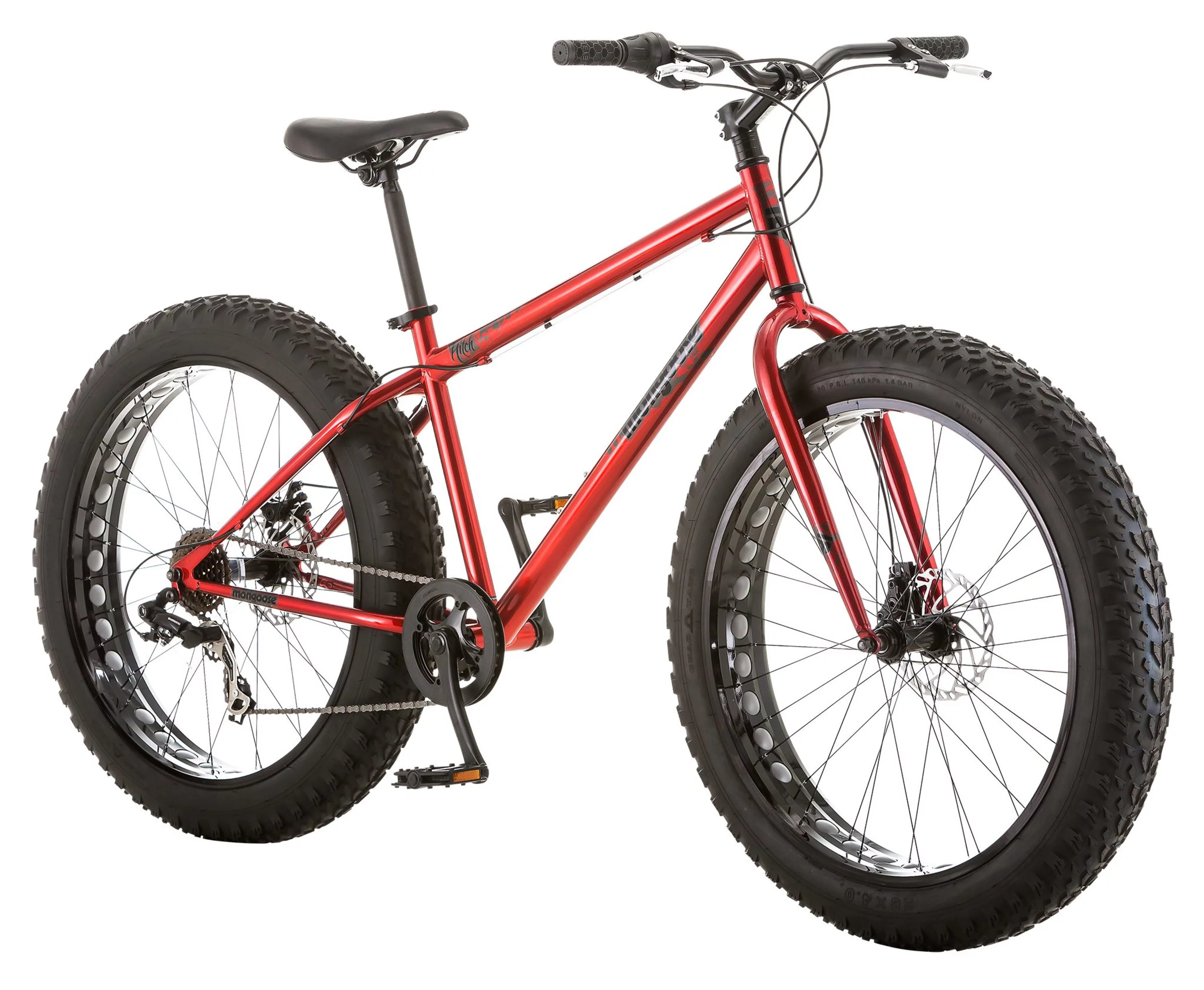 Mongoose Hitch Men's All-Terrain Fat Tire Bike, 26-inch wheels, Red
