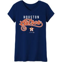 Girls Youth Navy Houston Astros Basic Swirl V-Neck T-Shirt