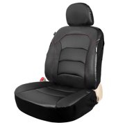 Leader Accessories Universal One Black Leather Bucket Seat Cover for Car Low Back or High Back Front Seats Airbag Compatible