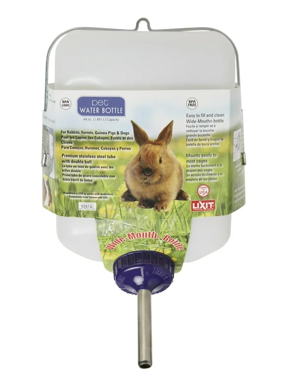 Lixit Corporation-Lixit Wide Mouth Rabbit Water Bottle- Opaque 64 Oz