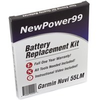Garmin Nuvi 55LM Battery Replacement Kit with Tools, Video Instructions, Extended Life Battery and Full One Year Warranty