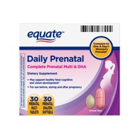 Equate Daily Prenatal Multi & DHA Dietary Supplements, 60 Count