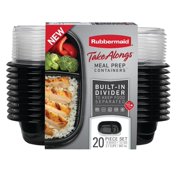 Rubbermaid TakeAlongs Divided Food Storage Containers, 20 Pieces, 3.7 Cup