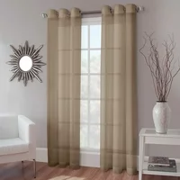 1 PANEL MIRA  SOLID TAUPE TAN  SEMI SHEER WINDOW FAUX SILK ANTIQUE BRONZE GROMMETS CURTAIN DRAPES 55 WIDE X 84" LENGTH