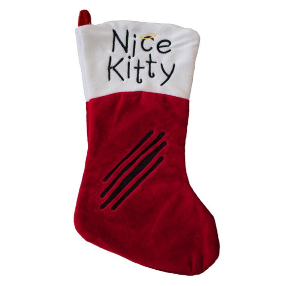 Northlight Embroidered Angel Pet Nice Kitty Christmas Stocking