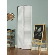 Pinecroft Seabrooke White PVC Louvered Bifold Door fits 24"wide x 80"high
