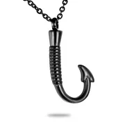 Black Fish Hook Stainless Steel Cremation Jewelry Keepsake Memorial Ash Urn Holder Necklace for Friend/Family/Pet Unisex