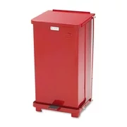 Rubbermaid Commercial Products Defenders Biohazard Step Can, Steel, 6.5 Gallon, Red