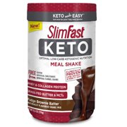 SlimFast Keto Meal Replacement Shake Powder, Fudge Brownie Batter, 13.4 Oz Canister (10 Servings)
