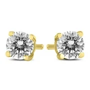 SZUL Women's 1/2 Carat TW Round Diamond Solitaire Stud Earrings In 14k Yellow Gold (J-K-L Color, I2-I3 Clarity)