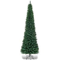 Costway 5Ft6Ft7Ft9Ft PVC Artificial Pencil Christmas Tree Slim Green