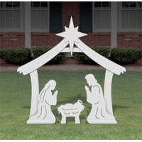 Outdoor White Holy Family Nativity set