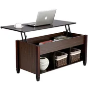Topeakmart Modern Coffee Table Lift Top Table for Living Room w/ Hidden Compartment and Storage Brown