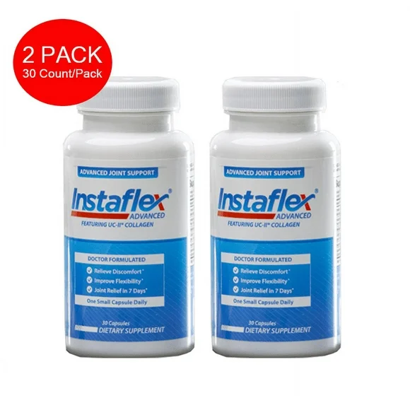 2 PACK - 60 Count  Instaflex Advanced Joint Support Supplement - Turmeric, Resveratrol, Boswellia Serrata Extract, BioPerine, UC-II Collagen