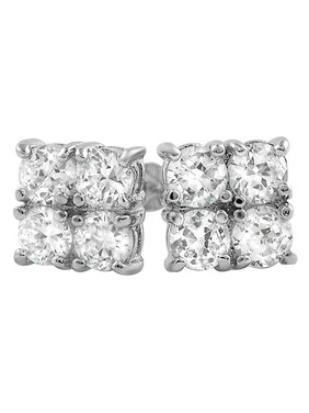4 Stone Box CZ Diamond Bling Bling Earrings