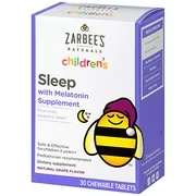 3 Pack Zarbee's Children's Sleep Melatonin Grape Flavor 30 Chewable Tablets Each