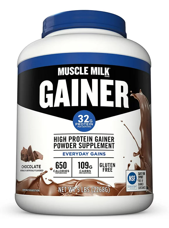 Muscle Milk Gainer Protein Powder, Chocolate, 32g Protein, 5 lbs