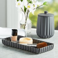 Better Homes & Gardens 2-Piece Matte Ridges Ceramic Bath Accessory Set, Charcoal