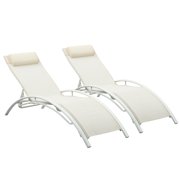 Ainfox Set of 2 Patio Lounge Chairs Adjustable Chaise Lounges Recliner for Patio, Garden, Backyard, Beach,Poolside(White)