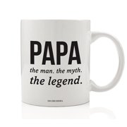 PAPA MAN MYTH LEGEND Coffee Mug Fun Gift Idea to Guy Who Raised You Dad Father Daddy Papi from Children Kids Son Daughter Christmas Father's Day Birthday Present 11oz Ceramic Tea Cup Digibuddha DM0706