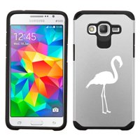 For Samsung Galaxy Core Prime Shockproof Impact Hard Soft Case Cover Flamingo (Silver)