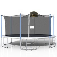 16FT Trampoline for Kids, Outdoor Trampoline with Safety Enclosure Net Basketball Hoop and Ladder, Outdoor Trampoline Combo Bounce Jump Trampoline Adults (Silver)