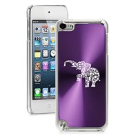 For Apple iPod Touch 5th / 6th Generation Hard Back Case Cover Floral Elephant (Purple)