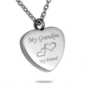 My Grandpa My Friend Cremation Jewelry for Ashes Keepsake Memorial Urn Necklace for Friend/Family/Pet