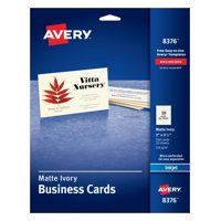 Avery 2" x 3.5" Ivory Business Cards, Sure Feed Technology, Inkjet, 250 Cards (8376)