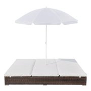 Adjustable Rattan Chaise Lounge Bed Poolside Couch Patio Beach Furniture Outdoor Sun Lounger