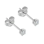 White Gold Solitaire Stud Earrings 10K Diamond 0.25cts Natural Jewelry Gift for Women