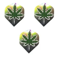 Designa Metallic Silver Green Leaf CBD THC Cannabis Leaf Marijuana Weed Ganja Pot 75 Micron Strong Dart Flights (1 Set)