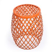 Homebeez Garden Outdoors Metal Stool Side Table Plant Stand,Wire Round Iron, Orange Red