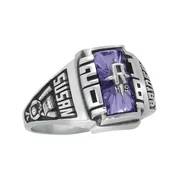Personalized Women's Crest Class Ring available in Valadium, Yellow and White Gold