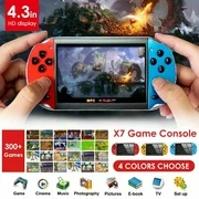 X7 8G ROM PSP Console Hand Game Machine Console 4.3" Screen Free 300 Built-In Games Red&Blue