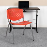 Flash Furniture 5 Pack 880 lb. Capacity Orange Plastic Stack Chair with Titanium Gray Powder Coated Frame