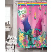 Trolls Kids Decorative Microfiber Fabric Shower Curtain, 72" x 72, Pink
