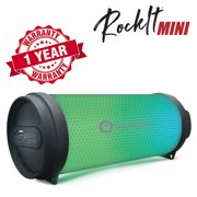 Woozik Rockit Mini Portable LED Bluetooth Speaker, Wireless Boombox with Lights, FM Radio, Indoor/Outdoor with Aux and USB Support