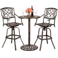 Best Choice Products 3-Piece Outdoor Cast Aluminum Bar Height Patio Bistro Set w/ 2 360-Swivel Chairs - Antique Copper