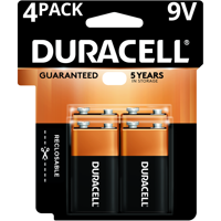 Duracell Coppertop Alkaline Long Lasting 9V Batteries 4 Pack