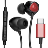 Thore USB Type C Earbuds (V100) In Ear Wired Headphones with Microphone/Remote for Note 10/10 Plus, Pixel 2/3/4 XL, Huawei Mate 10/Pro, Moto Z2/Z3, Essential Ph-1 - Red
