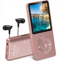 AGPTEK MP3 Player, 70 Hours Playback Lossless Sound Music Player, A02 8GB Rose Gold/Dark Blue/Black/Red